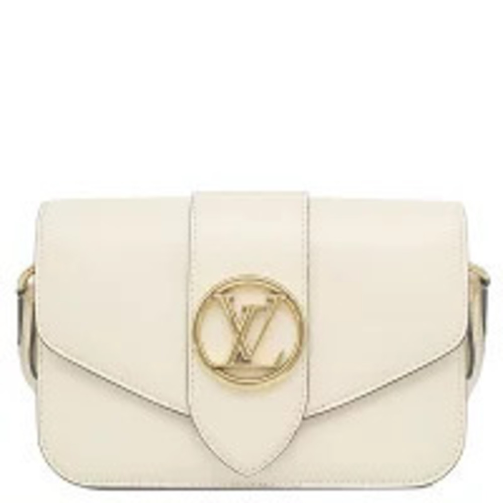 Louis Vuitton Shoulder Bag LV Pont Neuf Smooth Leather Cream White Blue Circle